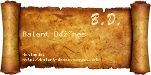 Balent Dénes névjegykártya